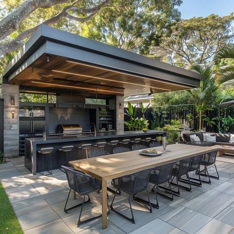 Modern luxury summer kitchens Summer Kitchens, Outdoor Kitchen Design Modern, Outdoor Barbeque, Modern Outdoor Kitchen, Outdoor Bbq Kitchen, Modern Backyard Landscaping, Expect Nothing, Deck Designs Backyard, Patio Covers