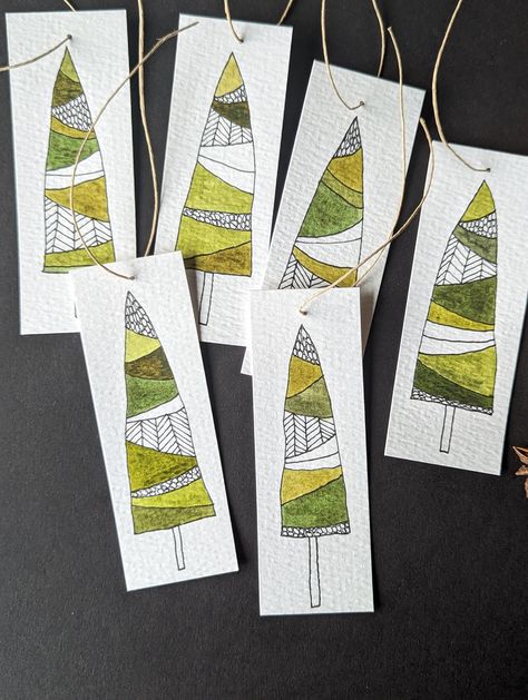 Watercolor Christmas tree gift tags, ornaments, keepsakes or advent gifts make a festive addition to holiday decor and gifting!  These are each hand-drawn for you using archival ink pigment liner pens on thick, textured card stock from France and then hand-painted by me using beautiful professional watercolor paints!  Each tag is a unique original illustration and finished with a natural cord :)  Tags are blank on the back, and the back paper surface is smooth allowing for ease of writing. These Watercolor Ornaments, Winter Christmas Tree, Painted Christmas Cards, Hygge Christmas, Tree Tags, Handmade Holiday Gifts, Christmas Card Art, Watercolor Christmas Cards, Nordic Christmas