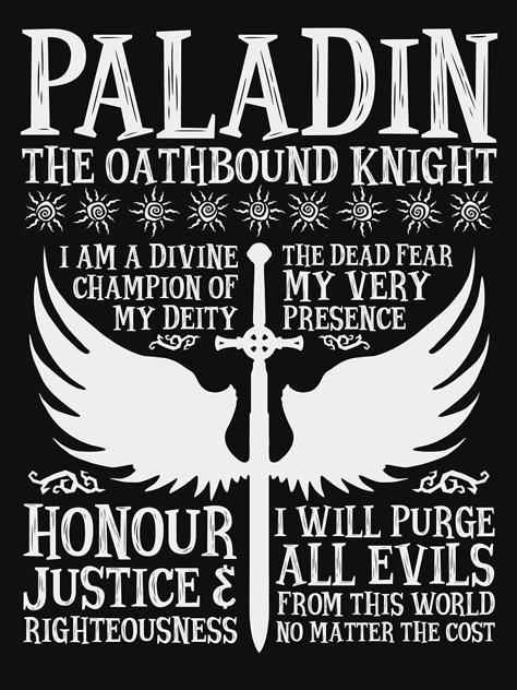 Half Elf Paladin, Dnd Quotes, Rpg Wallpaper, Dnd Paladin, Character Classes, Super Mario Rpg, Dnd Shirts, D D Classes, Dnd Classes