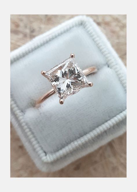 ✦ Main Stone Details✧ Shape: Princess Cut Moissanite✧ Weight: 2.13CT (App. 7.25 mm)✧ Color: DEF(Colorless)✧ Clarity: VVS ✦ Ring Details✧ Band Width: 1.50mm (± 0.10) [Customized Possible]✧ Metal: Gold (10KT, 14KT, 18KT)✧ Metal Tone: Yellow, White, Rose Princess Cut Engagement Ring Rose Gold, 2 Carat Princess Cut Engagement Ring, Rose Gold Princess Cut Engagement Ring, Princess Cut Solitaire Ring, 14k Rose Gold Jewelry, Nature Engagement Ring, Princess Cut Engagement, Princess Cut Moissanite, Moissanite Engagement Ring Solitaire