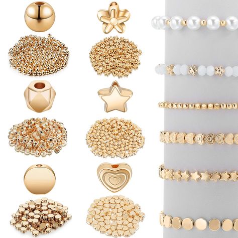 PRICES MAY VARY. Large quantity: package comes with 1200 pieces assorted spacer beads in total, including 200 pieces of star beads, 100 pieces of flower beads, 200 pieces of square beads, 200 pieces of flat disc beads, 400 pieces of 6 mm round ball beads, 100 pieces of heart spacer beads, different styles for you to choose and match, also satisfy your DIY making needs Durable to use: these DIY loose beads are made of quality CCB material, not easy to break or fade, non-toxic and safe to use, suf Flower Flat, Jewelry Making Kits, Bead Storage, Beaded Flats, Jewelry Making Kit, Bead Kits, Square Bead, Pony Beads, Diy Schmuck