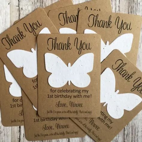 Seed Paper Favors, Wildflower Birthday Party, Butterfly 1st Birthday, Butterfly Party Favors, Butterfly Theme Party, Butterfly Favors, Paper Snowflakes Diy, Butterfly Birthday Party, Plantable Seed Paper