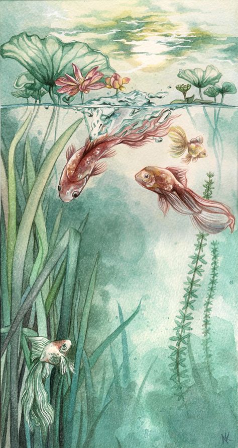 Акварель Koi Art, Watercolor Fish, One Fish, Fish Drawings, Seni Cat Air, 수채화 그림, Lukisan Cat Air, Arte Inspo, Arte Animal