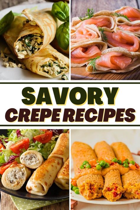 These savory crepe recipes make the most interesting meals! From smoked salmon to chicken cheese to veggie, treat your family to these savory crepes. Savory Crepe Recipe Filling, Buckwheat Crepes Savory, Pancake Filling Ideas Savoury, Savoury Crepe Fillings, Savory Crepe Fillings, Savoury Crepes Recipe, Savoury Pancakes Fillings, Crepe Filling Ideas Savory, Dinner Crepes Recipe