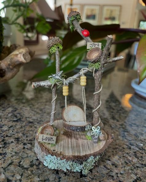 Little Wonders on Instagram: "Tiny little swing ❤️
•
•
#tinyswing #fairyswing #fairygarden #fairygardens #fairygardensofinstagram #fairygardenideas #fairygardening #fairygardenaccessories" Fairy Wheelbarrow, Arbor Bench, Fairies Garden, Wood Pile, Fairy Homes, Fairy Garden Crafts, Fairy Furniture, Faeries Gardens, Beautiful Fairy