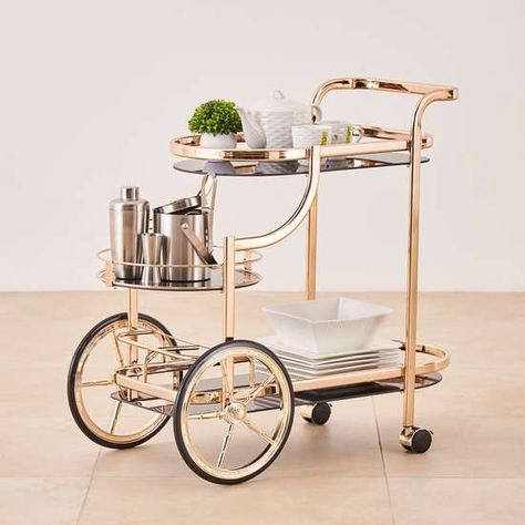 Wooden Bar Cart, Bar Trolley, Serving Trolley, Big Wheels, Caster Wheels, Furniture Details, Steel Bar, Mild Steel, Furniture Assembly