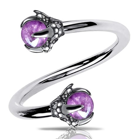 PRICES MAY VARY. Ball closure ❤CLAW WITH OPALITE CENTER DESIGN❤:one order contains 1 piece 316L stainless steel twist helix earring,dragon claw with amethyst center design makes the ring more elegant ,charming and unique.It must be very beautiful on your ear or lip. ❤COMFORTABLE SIZE❤:16G(1.2mm), Diameter:8mm, Adjustable by Bending the Barbell Piercing, 3mm Claw Ball, Best Body Piercing for Both Women and Men ❤NOT ALLERGIC❤:this Helix Earring hoop is made of 316L Stainless steel ,one of the most Lobe Piercing Jewelry, Dragon Claws, Helix Earrings Hoop, Upper Lobe Piercing, Steel Dragon, Helix Ring, Upper Lobe, Helix Piercing Jewelry, Cartilage Jewelry