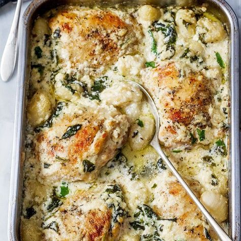 Baked Chicken Gnocchi with Garlic Asiago Cream Sauce — Eatwell101 Baked Chicken Gnocchi, Asiago Cream Sauce Recipe, Asiago Cream Sauce, Gnocchi Bake, Cozy Dinners, Chicken Gnocchi, Cream Sauce Recipes, Dinners To Make, Gnocchi Recipes