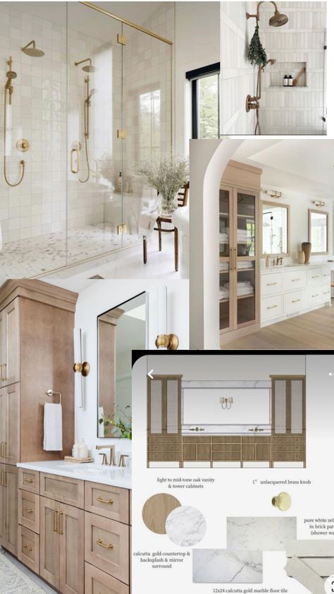 Mather Bathroom Ideas, Perfect Master Bath Layout, L Shaped Primary Bathroom, Arhaus Bathroom Inspiration, White Transitional Bathroom, Bathrooms 2025 Trends, Zero Entry Master Shower Ideas, Master Bath With Toilet Room, Master Bath Split Vanity Ideas