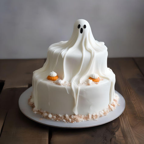 Halloween 50th Birthday Cakes, Barbie Halloween Cake, Fancy Fall Cakes, Gourmet Cakes Design, Buttercream Halloween Cakes, Ghost Birthday Cake, Simple Halloween Cake, Spooky Birthday Cake, Halloween Cake Decorating Ideas