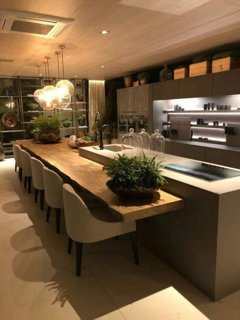 Desain Pantry, Kitchen Decor Modern, Kitchen Room Design, Kitchen Inspiration Design, Decor Minimalist, Luxury Kitchen, Contemporary Kitchen, Home Decor Kitchen, Interior Design Kitchen