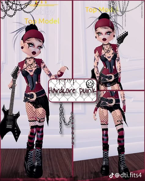 Di Hardcore Punk Theme, Hardcore Punk Dti Outfit, Dti Theme Hardcore Punk, Dti Hard Core Punk Theme, Skeeter Jean, Hard Core Punk Outfit Dress To Impress, Hardcore Punk Aesthetic, Hardcore Punk Outfits, Hardcore Punk Dti