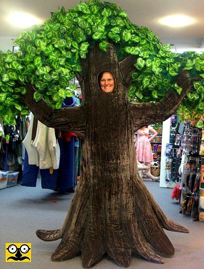 Tree (picture only) Tree Costume For Kids, Tree Costume Woman, Tree Costume Diy, Safari Photo Booth, Tree Halloween Costume, Sea Creature Costume, Cinderella Musical, Rainforest Project, Cardboard Tree