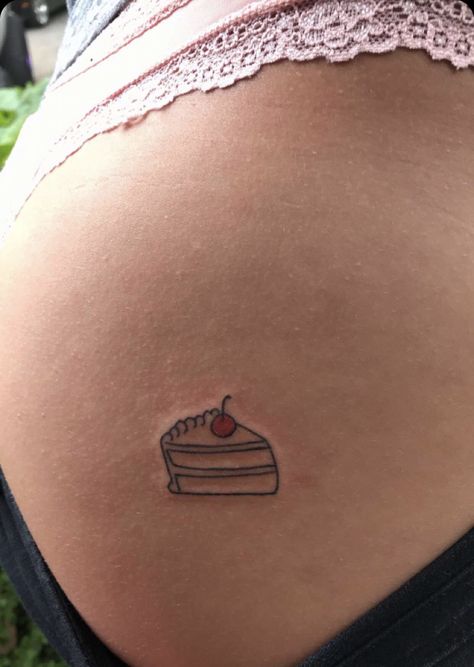 Piece of cake 🤭 #cake #tattoo #tattoos #tattooideas #tattoosforwomen #tattoodesigns #simpletattoo #smalltattoo #bootytattoo #smalltattoosforwomen Dessert Tattoo, Cake Tattoo, Tattoo Cake, Cupcake Tattoos, Food Tattoos, Woman Tattoo, Sketch Tattoo, Bad Tattoos, Simple Tattoo