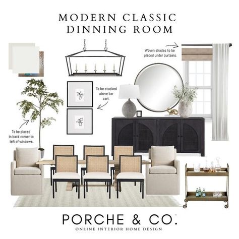 VIRTUAL INTERIOR DESIGN :: Porche & Co. — Porche & Co. Modern Classic Dining Room, Classic Dining Room Design, Modern Classic Dining, Modern Classic Home, Classic Dining Room, Hm Home, Classic Home Decor, Dining Room Design, Rooms Home Decor