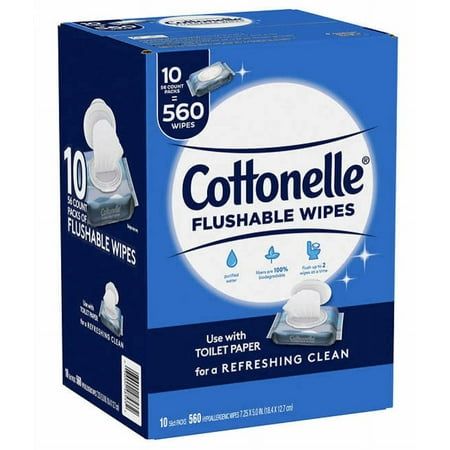 Cottonelle Fresh Care Flushable Cleansing Cloth, 560 Count, White Dude Wipes, Flushable Wipes, Safe Cleaning Products, Wet Wipe, Clean Face, Body Soap, Household Essentials, Alcohol Free, Clean House