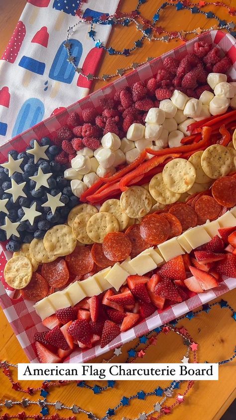 Alisha Larson | American Flag Charcuterie Board 🇺🇸 Festive snack essentials!! Save for both Memorial Day & 4th of July! ❤️🤍💙 Fill with all your favorite… | Instagram 4th July Party Food, 4th Of July Snack Board, American Charcuterie Board, American Flag Charcuterie Board, Flag Charcuterie Board, 4th Of July Board, Red White And Blue Snacks, American Flag Food, Patriotic Party Food