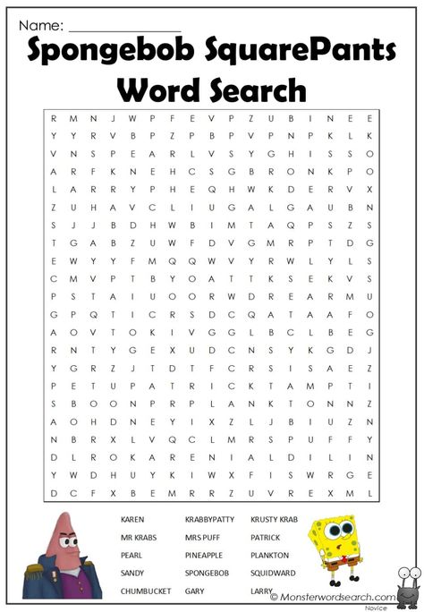 awesome Spongebob SquarePants Word Search Spongebob Printables, Spongebob Mood Pics, Printable Spongebob, Spongebob Theme, Spongebob Games, Kids Word Search, Word Games For Kids, Free Printable Word Searches, Spongebob Birthday Party