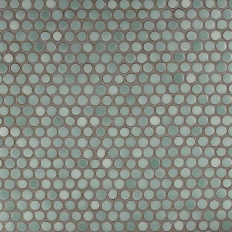 Affinity Tile (Sample) Hudson Penny Round Mint Green 6-in x 6-in Glossy Porcelain Penny Round Mosaic Tile Lowes.com Penny Tiles Bathroom, Penny Round Mosaic, Penny Round Tiles, Penny Tile, Round Tiles, Penny Round, Merola Tile, Porcelain Mosaic Tile, Mosaic Flooring