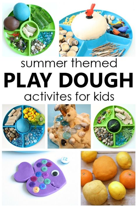 Try one of these fun summer play dough activities to inspire pretend play, work fine motor muscles, and explore different summer themes. Play Dough Activities, Playdough Ideas, Summer Lesson Plans, Play Dough Invitation, Sensory Materials, Independence Day Activities, Summer Arts And Crafts, Dough Ideas, Summer Themes