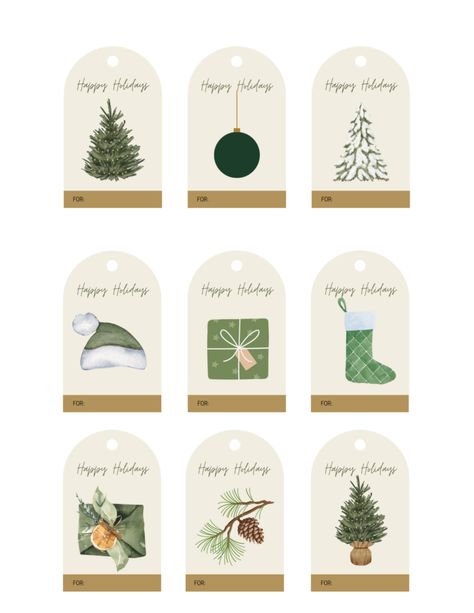 Free Printable Holiday Gift Tags With Arched Top. City Farmhouse by Jennifer O’Brien Free Printable Tags Templates, Gift Tag Template Free Printable, Free Watercolor Printable, Free Holiday Gift Tags, Gift Tag Template Free, Free Christmas Tags, Tag Template Free, Free Printable Christmas Gift Tags, Holiday Gift Tags Printable