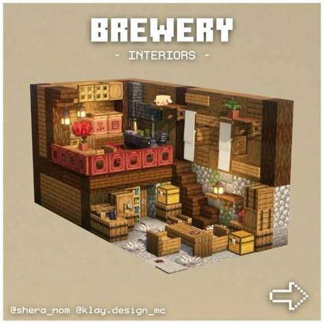 Minecraft Brew Room Ideas, Minecraft Hours Ideas, Furnace Area Ideas Minecraft, Minecraft Interiors Ideas, Minecraft Dye Shop Ideas, Minecart Station Minecraft, Minecraft Interior Layout, Minecraft Chemistry Lab, Minecraft Speakeasy