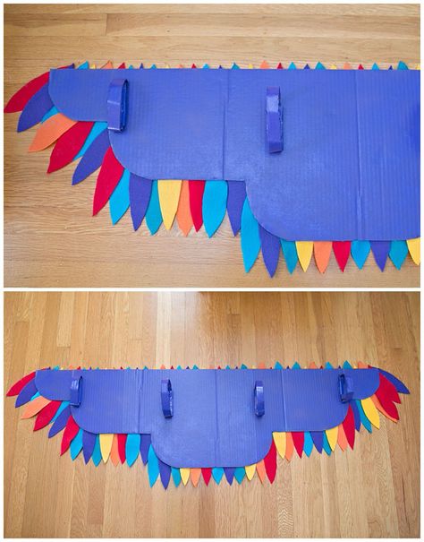 hello, Wonderful - DIY RAINBOW BIRD WING COSTUME Wings Costume Diy, Bird Wings Costume, Wing Costume, Costume Rainbow, Projek Diy, Lion King Costume, Parrot Costume, Theme Carnaval, Owl Costume