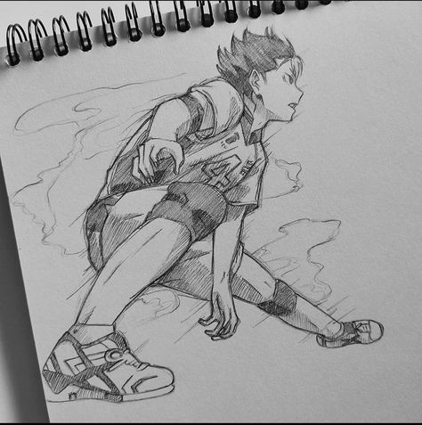 Anime Sketch Haikyuu, Haikyuu Painting Ideas, Nishinoya Sketch, Volleyball Sketch, Gaming Sketch, Drawing Volleyball, Haikyuu Sketch, Haikyuu Drawing, Volleyball Drawing