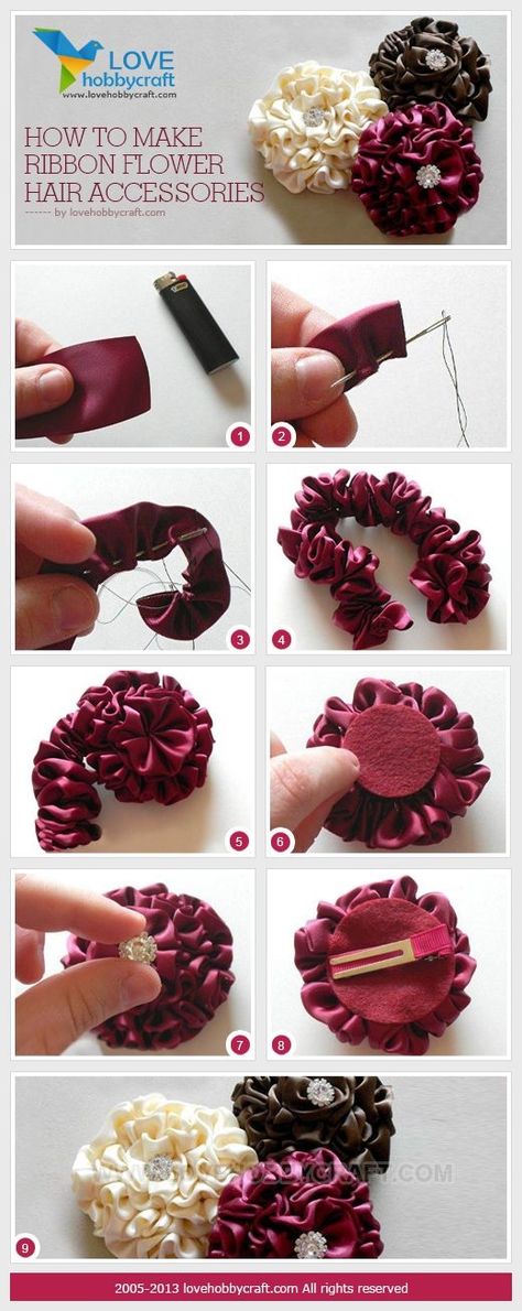 DIY Ribbon Accessories diy crafts craft ideas easy crafts diy ideas crafty easy diy diy hair jewelry diy diy hair accessories craft ribbons Bead Hairclip, Diy Fleur, Diy Flores, Ribbon Crafts Diy, Diy Bebe, Ribbon Flower, Flower Diy, How To Make Ribbon, Baby Diy