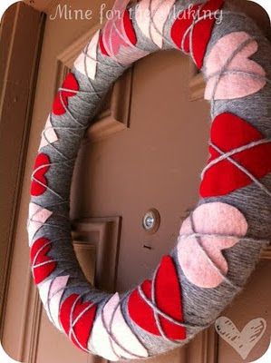 Argyle Projects | Crafting in the Rain Valentine Wreath Tutorial, Decorated Doors, Yarn Wreaths, Diy Valentines Day Wreath, Valentine's Wreath, Valentine Wreaths, Valentines Wreath, Valentine Crafts For Kids, February 14th