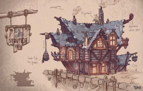 Fantasy Inn, Halloween Illustrations, Writing Fantasy, Medieval Houses, Building Concept, Halloween Vector, Halloween Illustration, Fantasy House, Graphic Design Tools