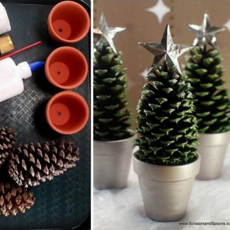 Natal, Pine Cone Christmas, Pinecone Christmas, Pine Cone Christmas Tree, Diy Christmas Lights, Easy Christmas Ornaments, Pallet Christmas Tree, Cone Christmas Trees, Homemade Christmas Decorations