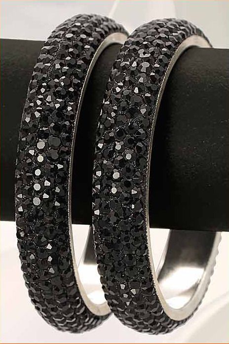 Black Beads Bangles, Black Beaded Bangle Bracelets For Party, Elegant Black Bangle For Party, Traditional Black Bangle Jewelry, Black Indian Jewelry Set, Indian Artificial Jewellery, Black Bangle, Utsav Fashion, Bangles Indian