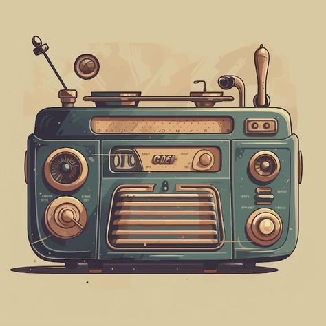 Vintage Radio Illustration, Radio Drawing, 3d Animation Wallpaper, Old School Radio, Ancient Drawings, Dj Images Hd, Radio Design, Radio Antigua, Radio Vintage