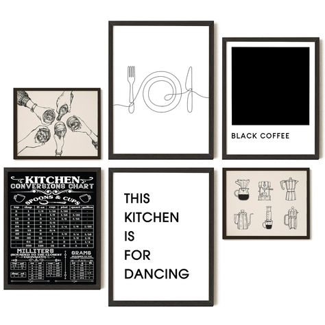 PRICES MAY VARY. VINTAGE KITCHEN DECOR: Our dining room wall art bring a touch of timeless charm, making it the perfect decoration. These kitchen pictures for wall enhances any kitchen decor and accessories for wall KITCHEN DECOR WALL SET INCLUDES: Two 12x16 inch, two 11x14 inch and two 8x10 inch kitchen artwork for wall posters, creating a cohesive kitchen art wall decor hanging. Display coffee decorations for kitchen paintings for a modern home decor kitchen look. PERFECT GIFT FOR HOME CHEFS: Girly Kitchen Decor, Kitchen Printables Free, Bar Cart Kitchen, Kitchen Dining Room Decor, Room Decor Minimalist, Kitchen Printables, Kitchen Decor Signs, Art Prints Vintage, Black And White Kitchen