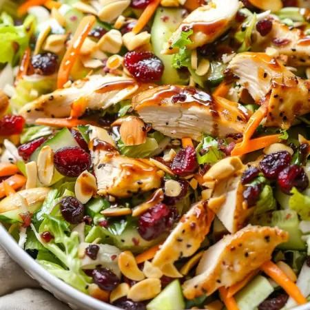 Chicken Cranberry Salad, Chicken Cranberry, Cranberry Salad Recipes, Asian Salad Recipe, Asian Inspired Salad, Cranberry Chicken Salad, Coleslaw Salad, Asian Chicken Salads, Cranberry Chicken