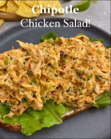 Healthy Eat Gram on Instagram: "CHIPOTLE CHICKEN SALAD!😍 by @kalefornia_kravings . A fiery spin on classic chicken salad!🔥We’ve been LOVING this one lately! Featuring shredded chicken, fresh veggies & cilantro all tossed in a creamy chipotle lime dressing! (The spice level can easily be tailored too.😉) It’s quick, easy, full of flavor & packed with protein! . Click the link in her bio & search “Chipotle Chicken Salad” in the search bar. . What you’ll need: Shredded chicken Celery Red onion Cilantro Mayonnaise Plain Greek yogurt Chipotle peppers in adobo sauce Lime juice Garlic Smoked paprika Salt Black pepper" Chipotle Lime Dressing, Chipotle Chicken Salad, Kalefornia Kravings, Chicken Breast Salad, Chicken Celery, Chipotle Peppers In Adobo Sauce, Classic Chicken Salad, Chicken Fresh, Burger Dogs