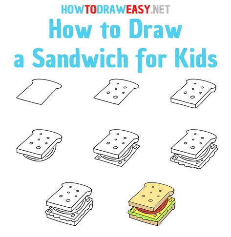 How to Draw a Sandwich Step by Step #Sandwich #SandwichDrawing #EasyDrawing #EasySandwichDrawing #DrawingTutorials #StepbyStepDrawings #StepbyStepSandwichDrawing #SandwichArt #FoodDrawing #HowtoDrawaSandwich #FoodArt How To Draw A Sandwich, Sandwich Drawing Easy, Drawing Sandwich, Kawaii Sandwich Drawing, Sandwich Cartoon Drawing, Sandwich Illustration Drawing, Fantastical Sandwich Drawing, Sandwich For Kids, Sandwich Drawing