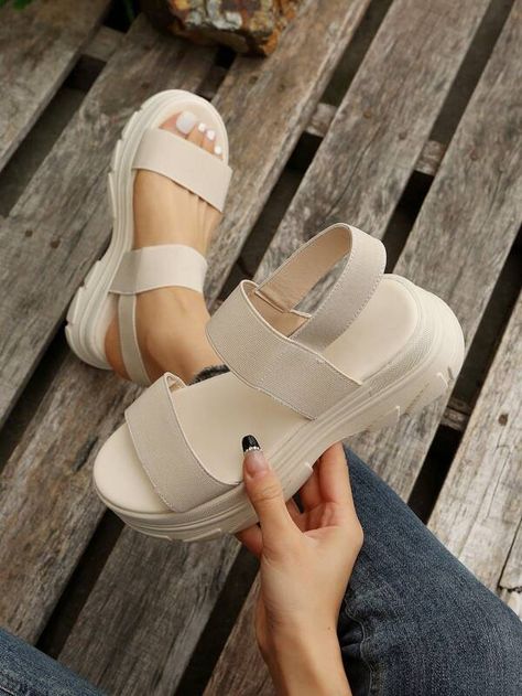 Women Double Strap Slingback Sports Sandals, Sporty Beige Elastic Sport Sandals | SHEIN Trending Sandals 2024, Sandals 2024 Trends, Sporty Sandals, Black Wallpaper Iphone Dark, Beige Sandals, Sporty Sandal, Fashion Shoes Heels, Trending Sandals, Women Sports