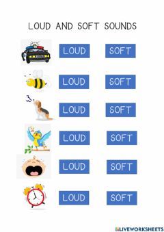 Soft Sound And Loud Sound Worksheet, Music Worksheets For Preschool, Loud And Soft Sounds Activities, Sound Worksheets Science Grade 1, Soft And Loud Sounds Worksheets, Mindful Listening, Personal Pronoun, Loud Soft, Body Parts Preschool Activities