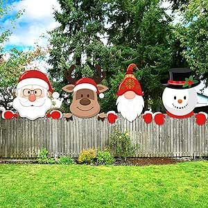 Outdoor Christmas Decorations For Fence, Christmas Fence, Fence Decorations, Christmas Outdoors, Outdoor Fence, Christmas Yard Art, Xmas Elf, Christmas Yard Decorations, Yard Decorations