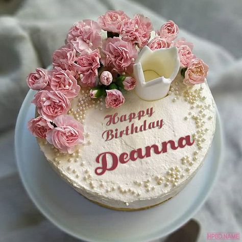 Happy Birthday Deanna Happy Birthday Cakes For Women, Happy Birthday Marina, Birthday Cakes With Name, 18th Birthday Cake For Girls, Blueberry Birthday, Flowers Birthday Cake, Happy Birthday Flower Cake, Flower Birthday Cake, Birthday Cake Write Name