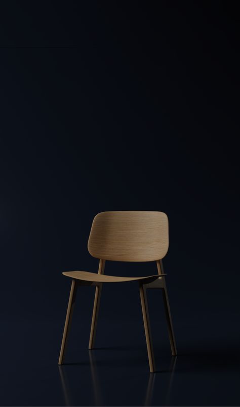 Minimalistic wallpaper with a modern wooden chair on a dark blue background #wallpaper #chair #modern #contrust #wallpapers #wood #dark #minimalist #minimalism #3D #Blender Chair Background For Editing, Chair Poster Design, Photoshoot Chair, Rdx Editor, Chair Background, Modern Wooden Chair, Studio Background Ideas, Minimalistic Wallpaper, Studio Photography Backdrop