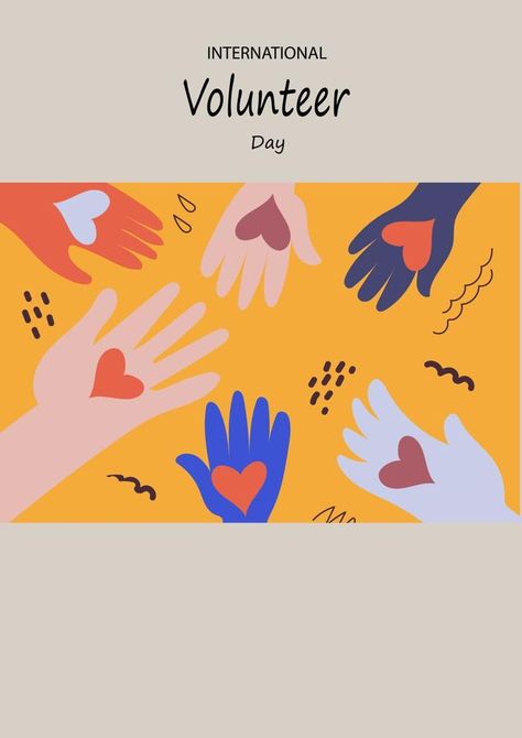 Internatuinal volunteer day awareness. Multicolored palms hold red hearts.Vector  flat doodle illustratuon for banner, poster. Volunteer Poster Design, International Volunteer, Creative Book Covers, Tshirt Illustration, Young Art, Volunteer Work, Community Outreach, Poster Poster, Red Hearts