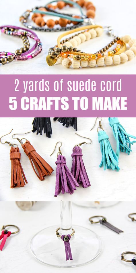 Hemp Cord Ideas, Suede Craft Ideas, Suede Cord Crafts, Cord Bracelet Diy, Makeup Brush Roll, Diy Lanyard, Cords Crafts, Wine Glass Markers, Rope Projects