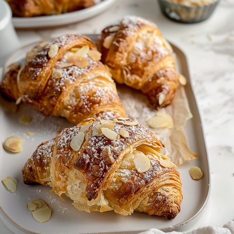 Almond Bliss Croissants - Recipes, Tasks & Tools Crossiant Aesthetic, Croissants Recipes, Croissants Aesthetic, Croissant Recipes, Croissant Aesthetic, Pastry Photography, Almond Croissants, Almond Pastry, 7 Elements