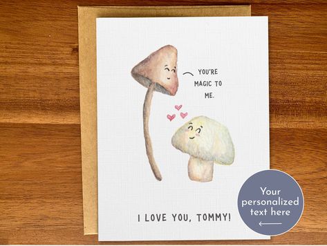 Personalized magic mushroom handmade watercolor card | Custom text | Cute anniversary card for him or her | Funny card for friend https://etsy.me/3ZMSprt Funny Cards For Friends, Watercolor Mushroom, Anniversary Cards For Him, Happy Birthday Text, Birthday Text, Cute Mushroom, Magic Mushroom, Handmade Greetings, Handmade Birthday Cards