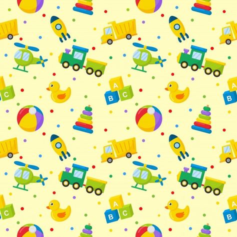 Seamless pattern cartoon transport toys.... | Premium Vector #Freepik #vector #pattern #birthday #car #travel Kids Fabric Prints, Transportation Birthday Party, Boy Scrapbook Layouts, Transportation Birthday, Digital Paper Free, Alphabet Kindergarten, Crafty Fox, Baby Boy Toys, Kids Background