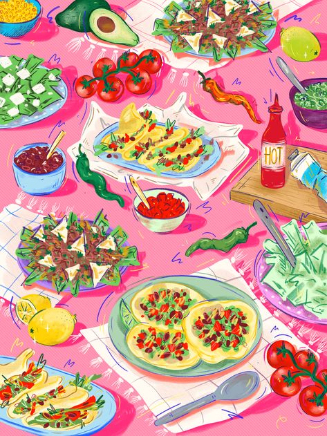 Food Illustration Editorial Projects | Photos, videos, logos, illustrations and branding on Behance Potluck Themes, Recipe Book Printables, Still Life Illustration, Slow Food Movement, Linz Austria, Fresh Tortillas, Life Illustration, Digital Aesthetic, Fun Lifestyle