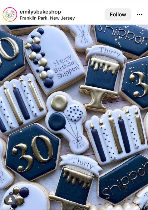 25th Birthday Cookies Men, 75 Year Old Birthday Cookies, 21st Birthday Cookies Decorated For Guys, Black And Gold 30th Birthday Cookies, Elegant Birthday Cookies For Women, Royal Blue Cookies, 30th Birthday Royal Icing Cookies, Birthday Cookies Decorated Men 30, Navy Blue Cookies Decorated